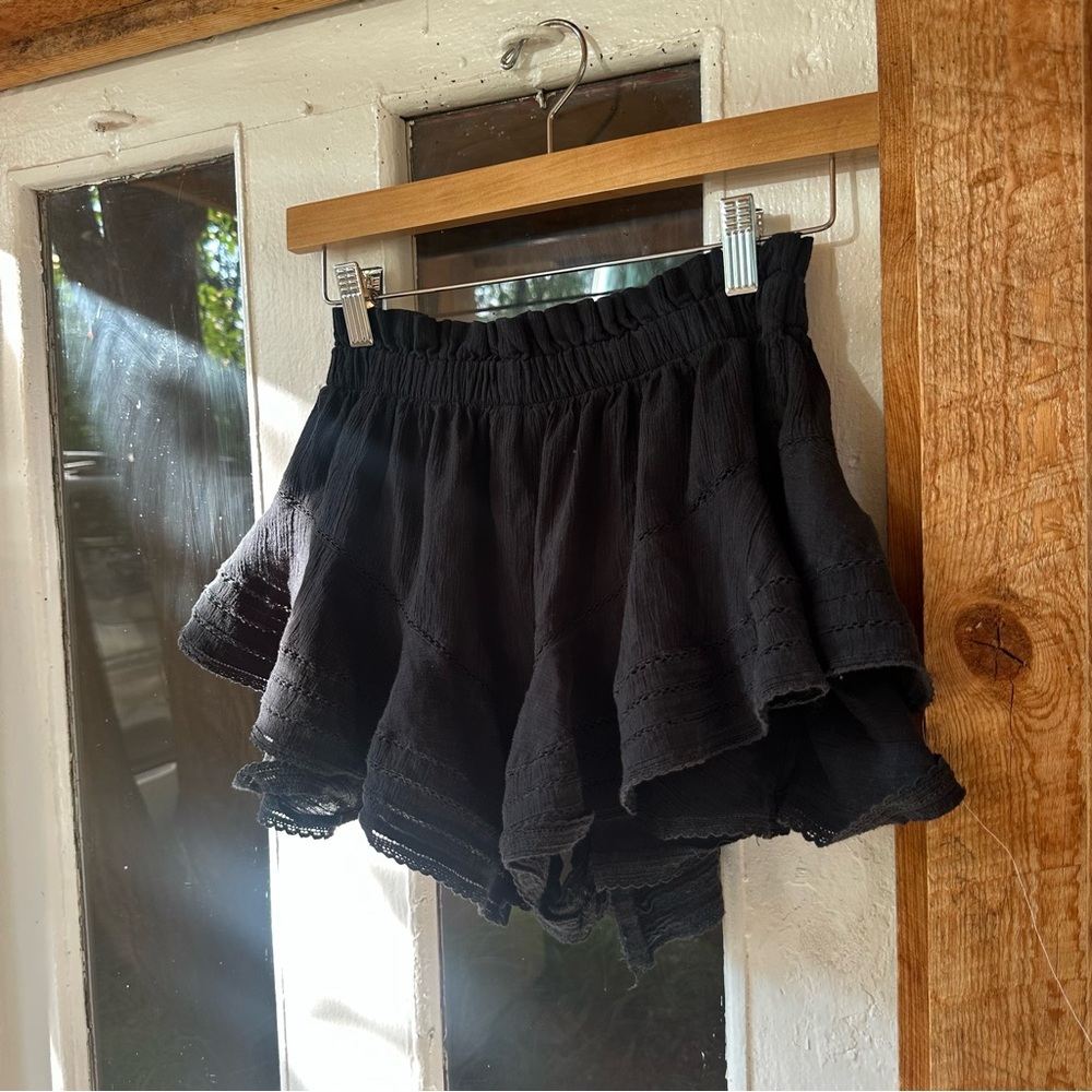 Black Ruffle Lace Shorts